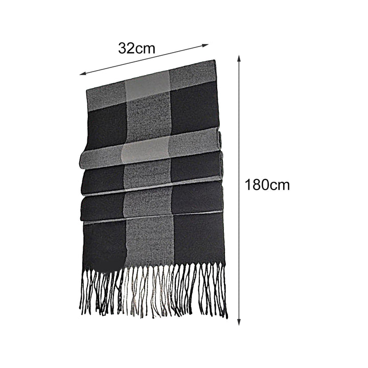 Winter Scarf Windproof Breathable Soft Contrast Color Tassel Keep Warm Patchwork English Stylish Washable Men Muffler Image 10