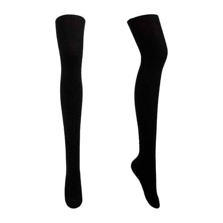 1 Pair Women Socks Jacquard Thigh High Over Knee Stockings Stretchy Japanese Style Autumn Winter Socks for Daily Wear Image 1