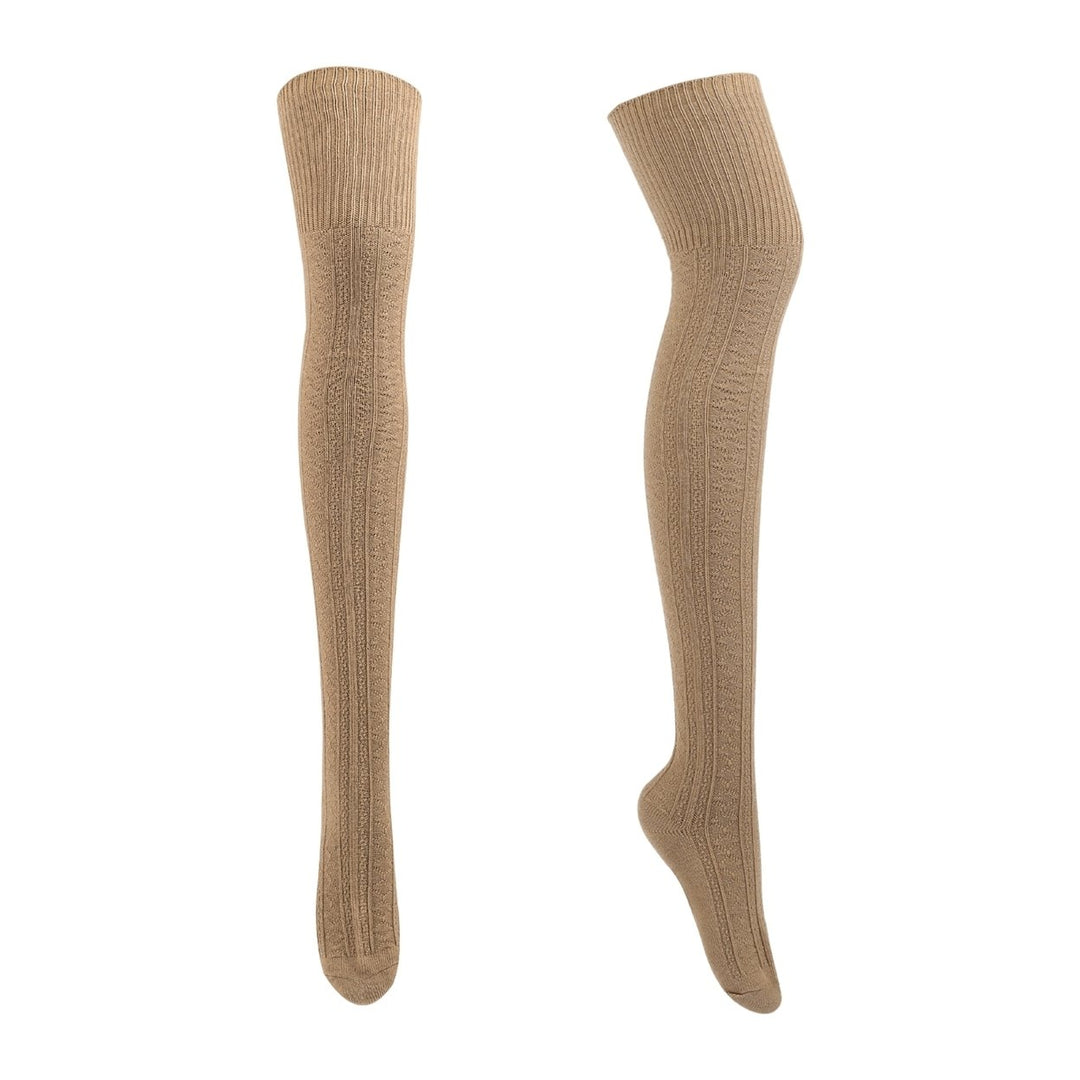 1 Pair Women Socks Jacquard Thigh High Over Knee Stockings Stretchy Japanese Style Autumn Winter Socks for Daily Wear Image 1