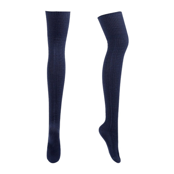 1 Pair Women Socks Jacquard Thigh High Over Knee Stockings Stretchy Japanese Style Autumn Winter Socks for Daily Wear Image 1