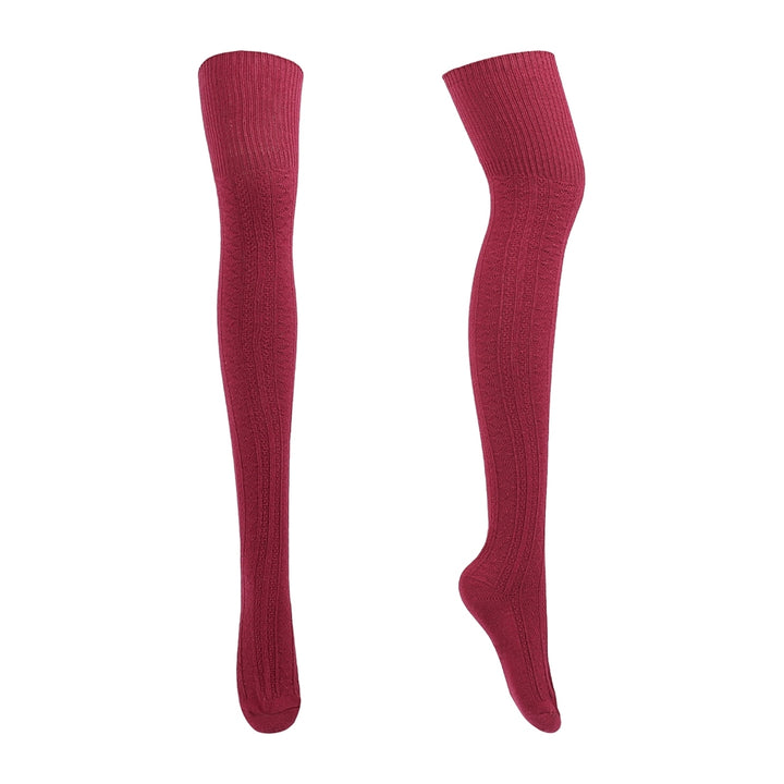 1 Pair Women Socks Jacquard Thigh High Over Knee Stockings Stretchy Japanese Style Autumn Winter Socks for Daily Wear Image 9