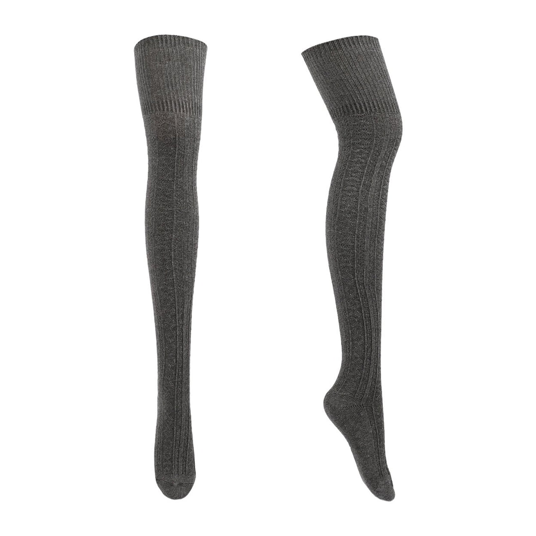 1 Pair Women Socks Jacquard Thigh High Over Knee Stockings Stretchy Japanese Style Autumn Winter Socks for Daily Wear Image 1