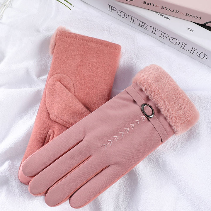 1 Pair Women Gloves Ultra Soft Sensitive Touch Screen Keep Warm Waterproof Fashion Winter Full Finger Mittens for Daily Image 3