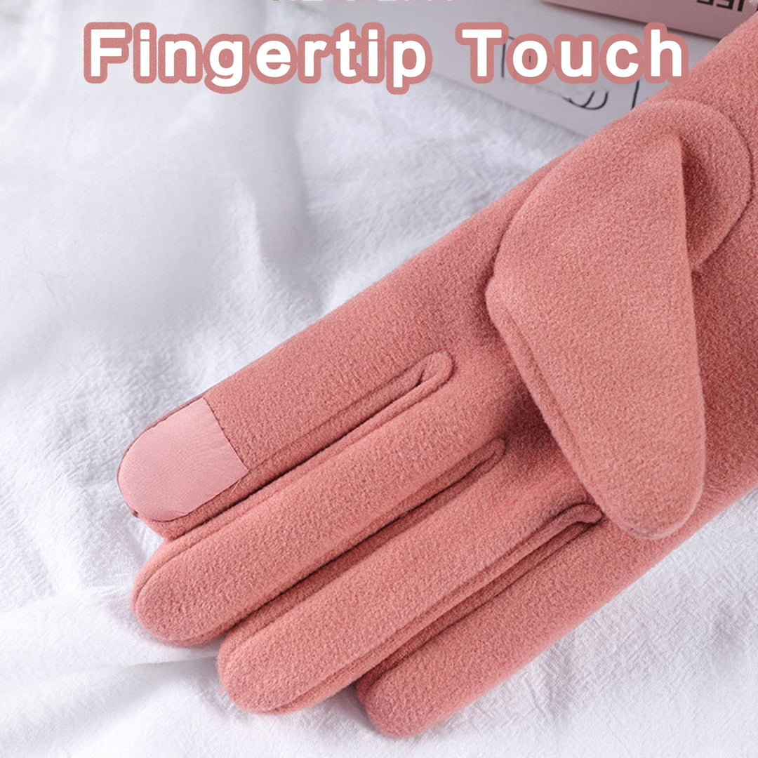 1 Pair Women Gloves Plush Lining Touch Screen Waterproof Winter Full Finger Gloves for Snowboard Cycling Climbing Image 2