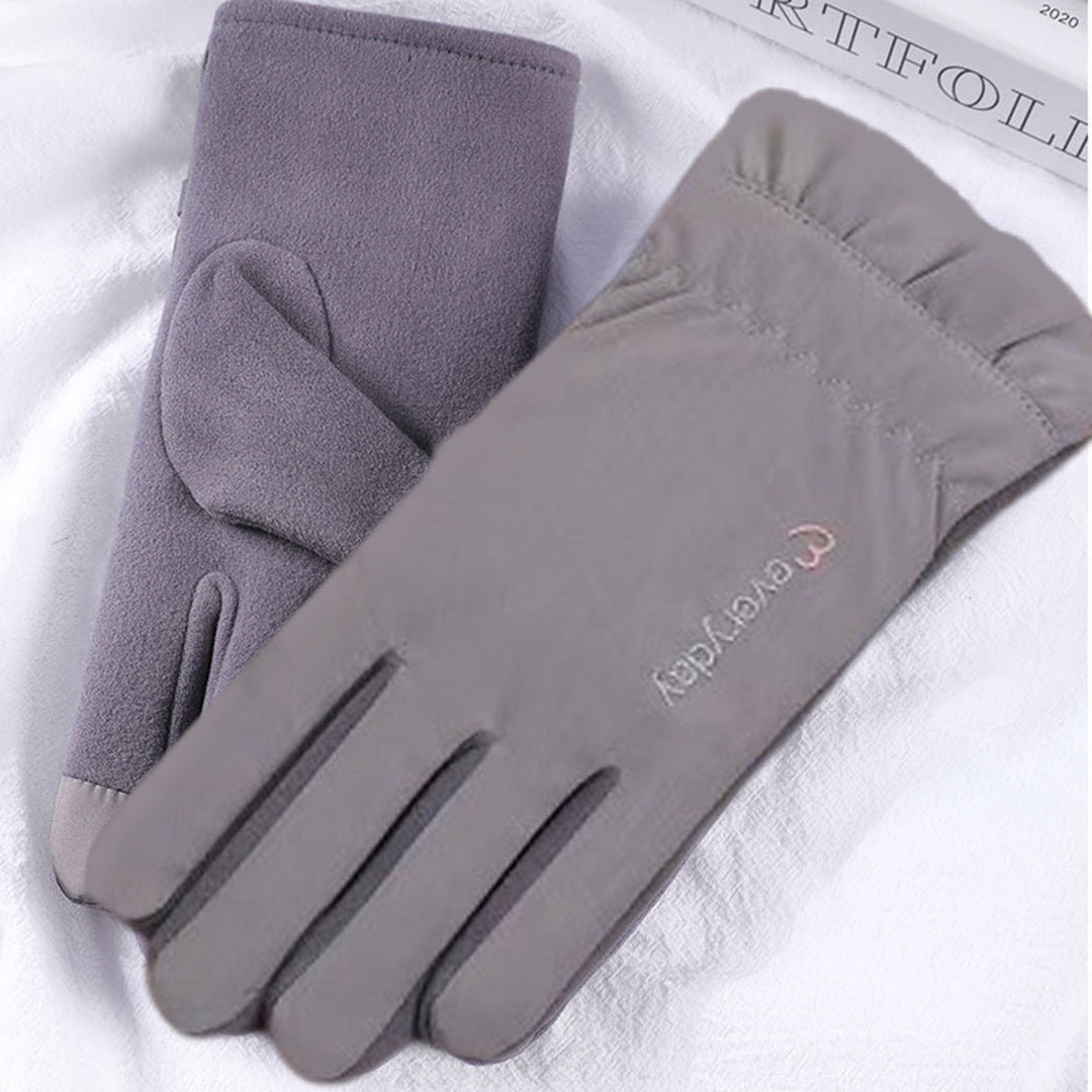 1 Pair Women Gloves Plush Lining Touch Screen Waterproof Winter Full Finger Gloves for Snowboard Cycling Climbing Image 3