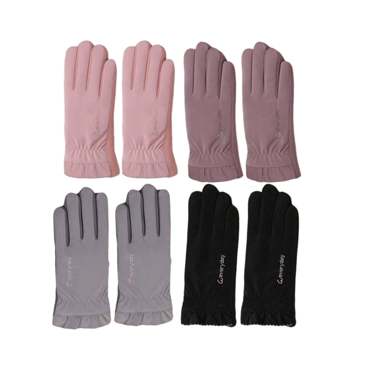 1 Pair Women Gloves Plush Lining Touch Screen Waterproof Winter Full Finger Gloves for Snowboard Cycling Climbing Image 12