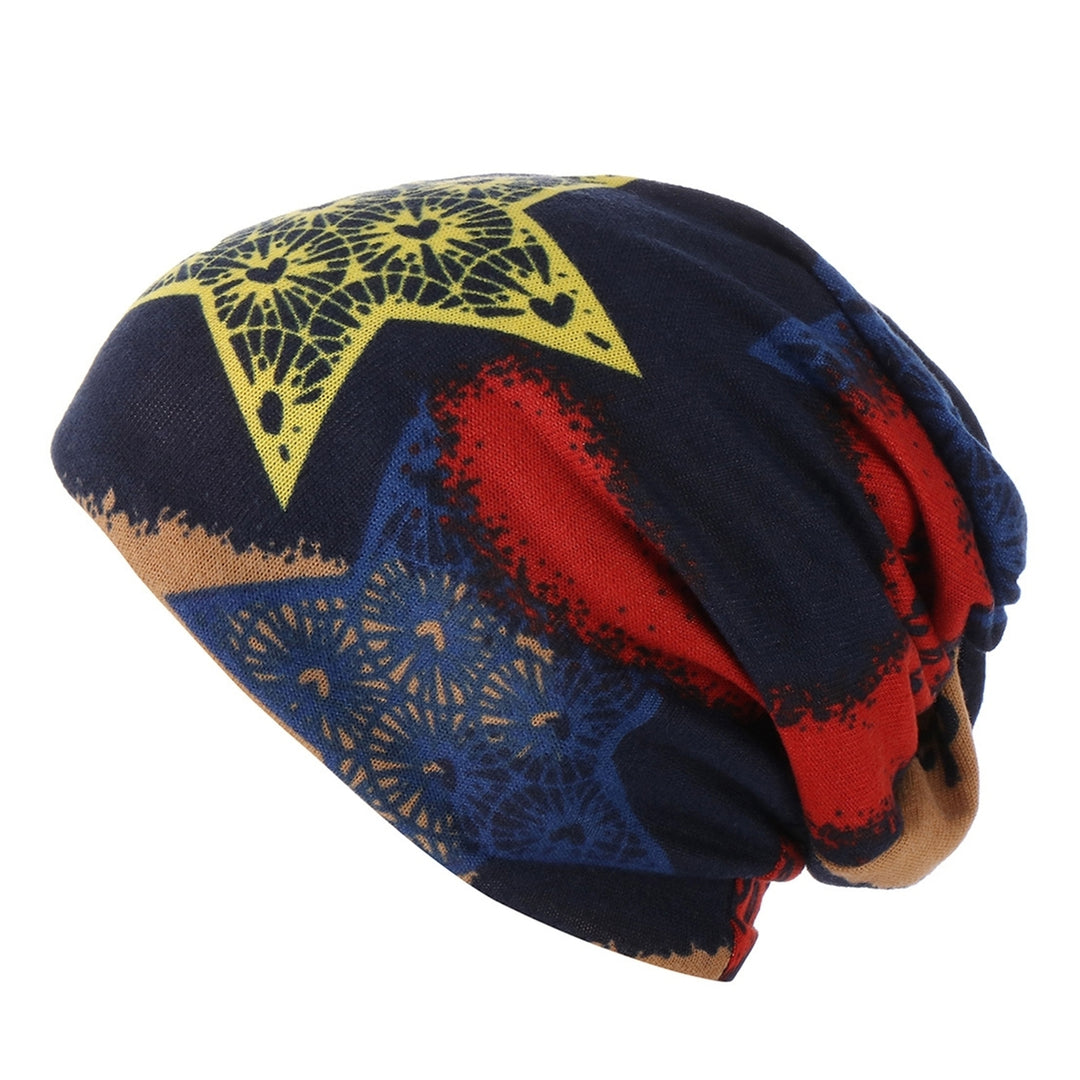 Winter Women Hat Fashion Print Stretchy Multipurpose Fine Stitching Windproof Brimless Scarf Cap for Daily Wear Image 3