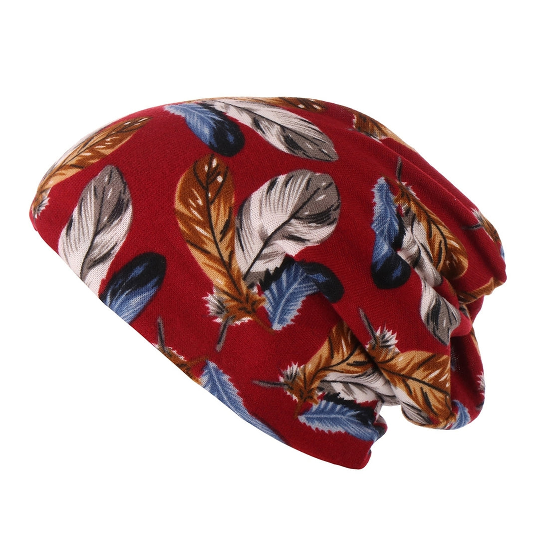 Winter Women Hat Fashion Print Stretchy Multipurpose Fine Stitching Windproof Brimless Scarf Cap for Daily Wear Image 1