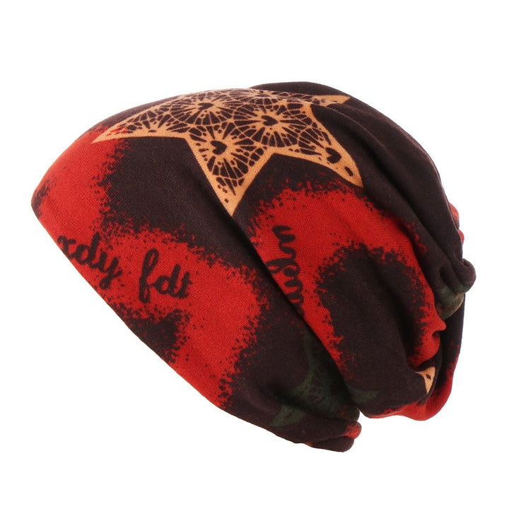 Winter Women Hat Fashion Print Stretchy Multipurpose Fine Stitching Windproof Brimless Scarf Cap for Daily Wear Image 1