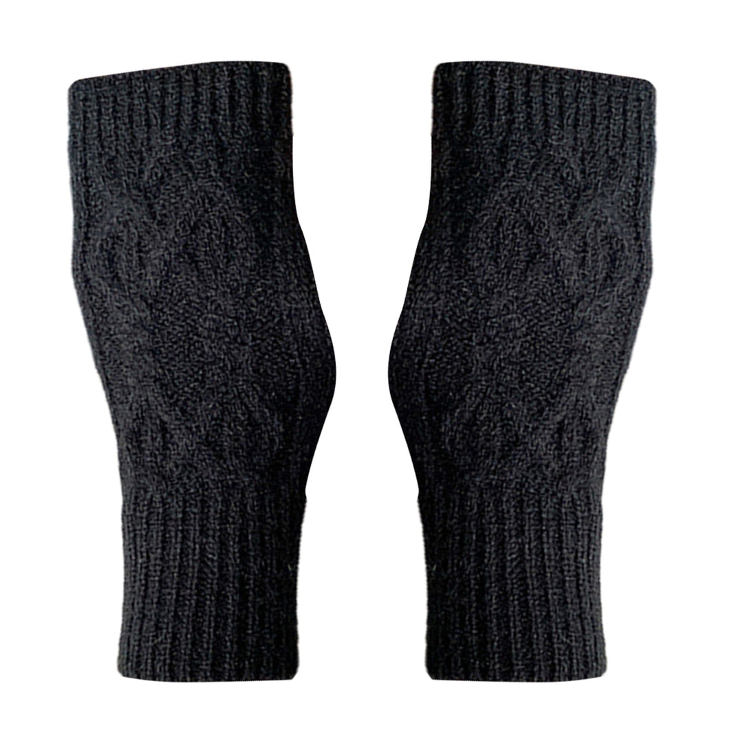 1 Pair Solid Color Ribbed Cuffs Thumbhole Design Knitted Gloves Unisex Korean Style Half-finger Mittens Arm Warmers Image 2