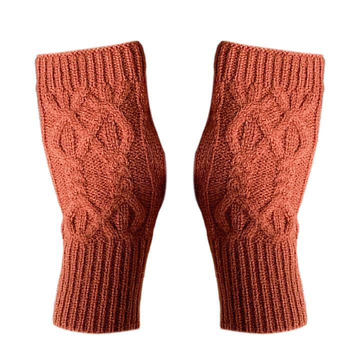1 Pair Solid Color Ribbed Cuffs Thumbhole Design Knitted Gloves Unisex Korean Style Half-finger Mittens Arm Warmers Image 3