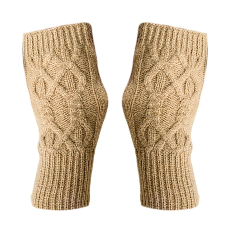 1 Pair Solid Color Ribbed Cuffs Thumbhole Design Knitted Gloves Unisex Korean Style Half-finger Mittens Arm Warmers Image 1