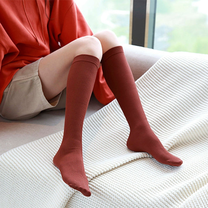 1 Pair Winter Stockings Slim Fit Knitting Solid Color High Elasticity Anti-shrink Warm Breathable Casual Winter Pile Image 12