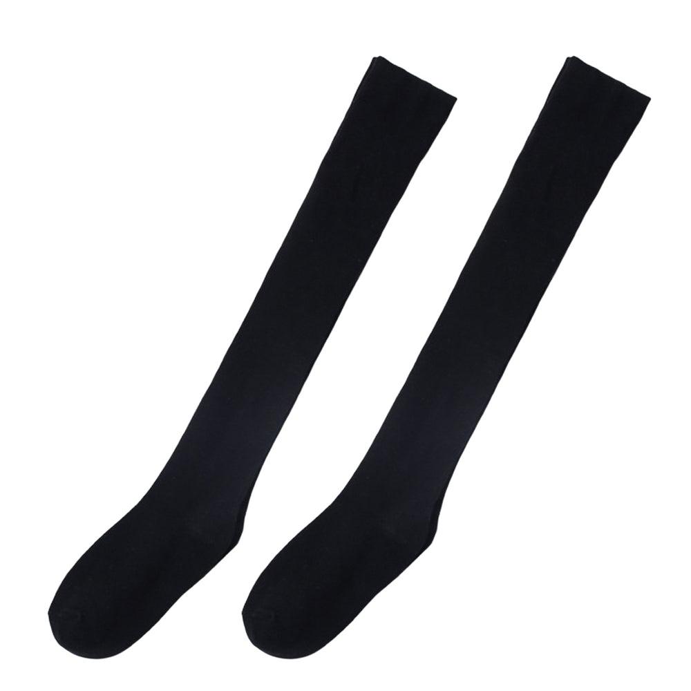 1 Pair Women Socks Thigh High Anti-slip Silicone Solid Color Stockings Autumn Winter Good Stretch Long Tube Stockings Image 2