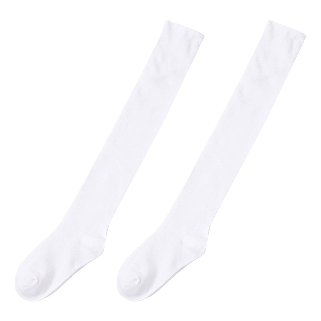 1 Pair Women Socks Thigh High Anti-slip Silicone Solid Color Stockings Autumn Winter Good Stretch Long Tube Stockings Image 3