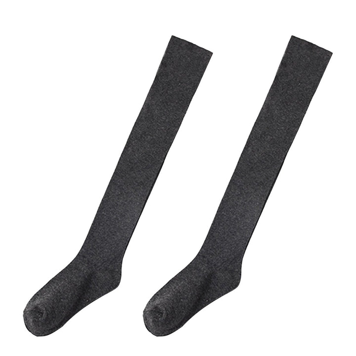 1 Pair Women Socks Thigh High Anti-slip Silicone Solid Color Stockings Autumn Winter Good Stretch Long Tube Stockings Image 1