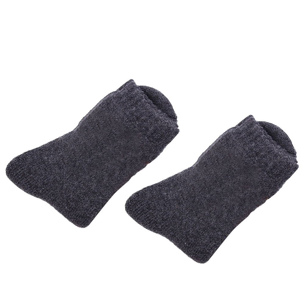 1 Pair Mid-Tube Ribbed Cuffs High Elastic Fleece Lining Unisex Socks Faux Wool Knitted Solid Color Warm Crew Socks Image 2
