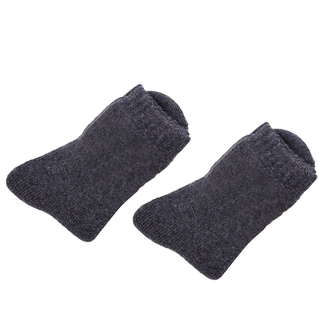 1 Pair Mid-Tube Ribbed Cuffs High Elastic Fleece Lining Unisex Socks Faux Wool Knitted Solid Color Warm Crew Socks Image 1