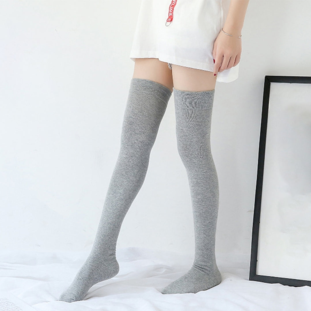 1 Pair Women Socks Thigh High Anti-slip Silicone Solid Color Stockings Autumn Winter Good Stretch Long Tube Stockings Image 11