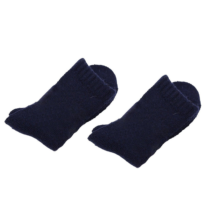 1 Pair Mid-Tube Ribbed Cuffs High Elastic Fleece Lining Unisex Socks Faux Wool Knitted Solid Color Warm Crew Socks Image 1