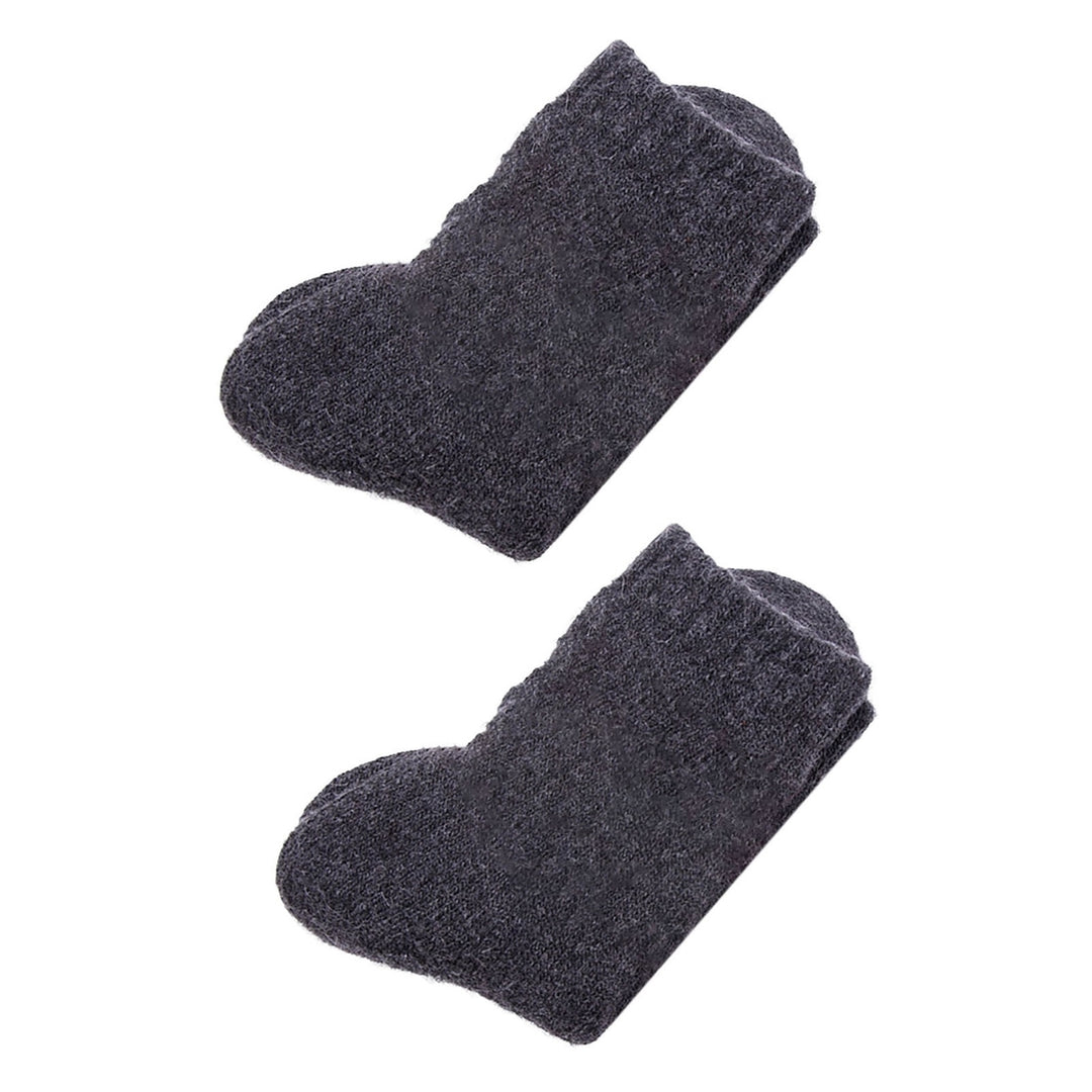 1 Pair Mid-Tube Ribbed Cuffs High Elastic Fleece Lining Unisex Socks Faux Wool Knitted Solid Color Warm Crew Socks Image 7