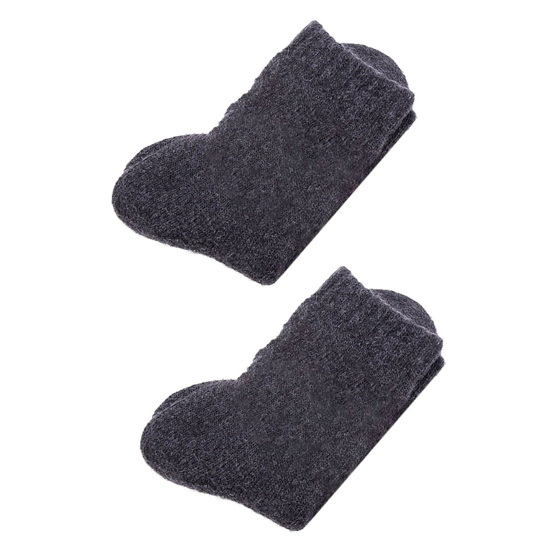 1 Pair Mid-Tube Ribbed Cuffs High Elastic Fleece Lining Unisex Socks Faux Wool Knitted Solid Color Warm Crew Socks Image 1