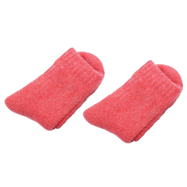 1 Pair Mid-Tube Ribbed Cuffs High Elastic Fleece Lining Unisex Socks Faux Wool Knitted Solid Color Warm Crew Socks Image 9