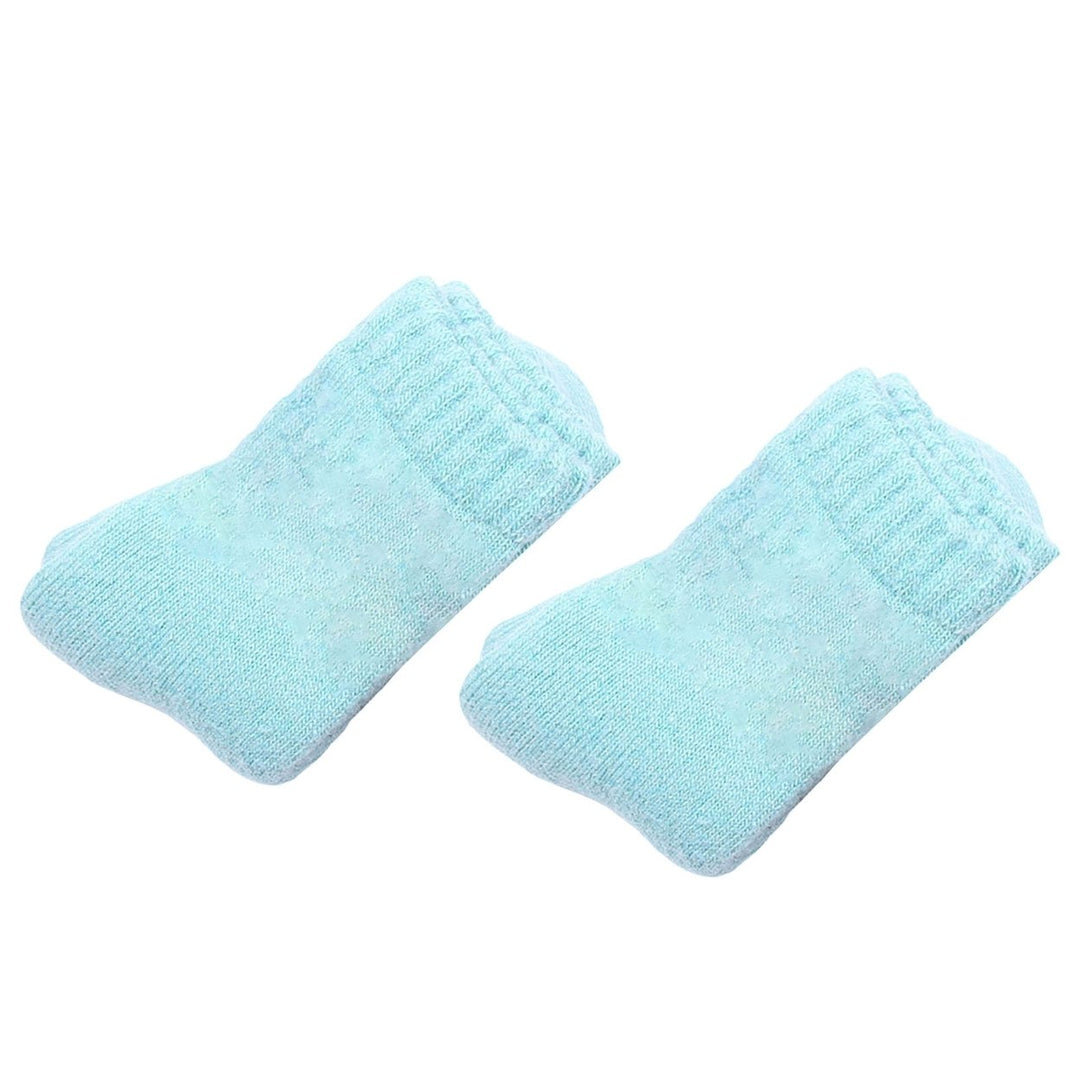 1 Pair Mid-Tube Ribbed Cuffs High Elastic Fleece Lining Unisex Socks Faux Wool Knitted Solid Color Warm Crew Socks Image 1