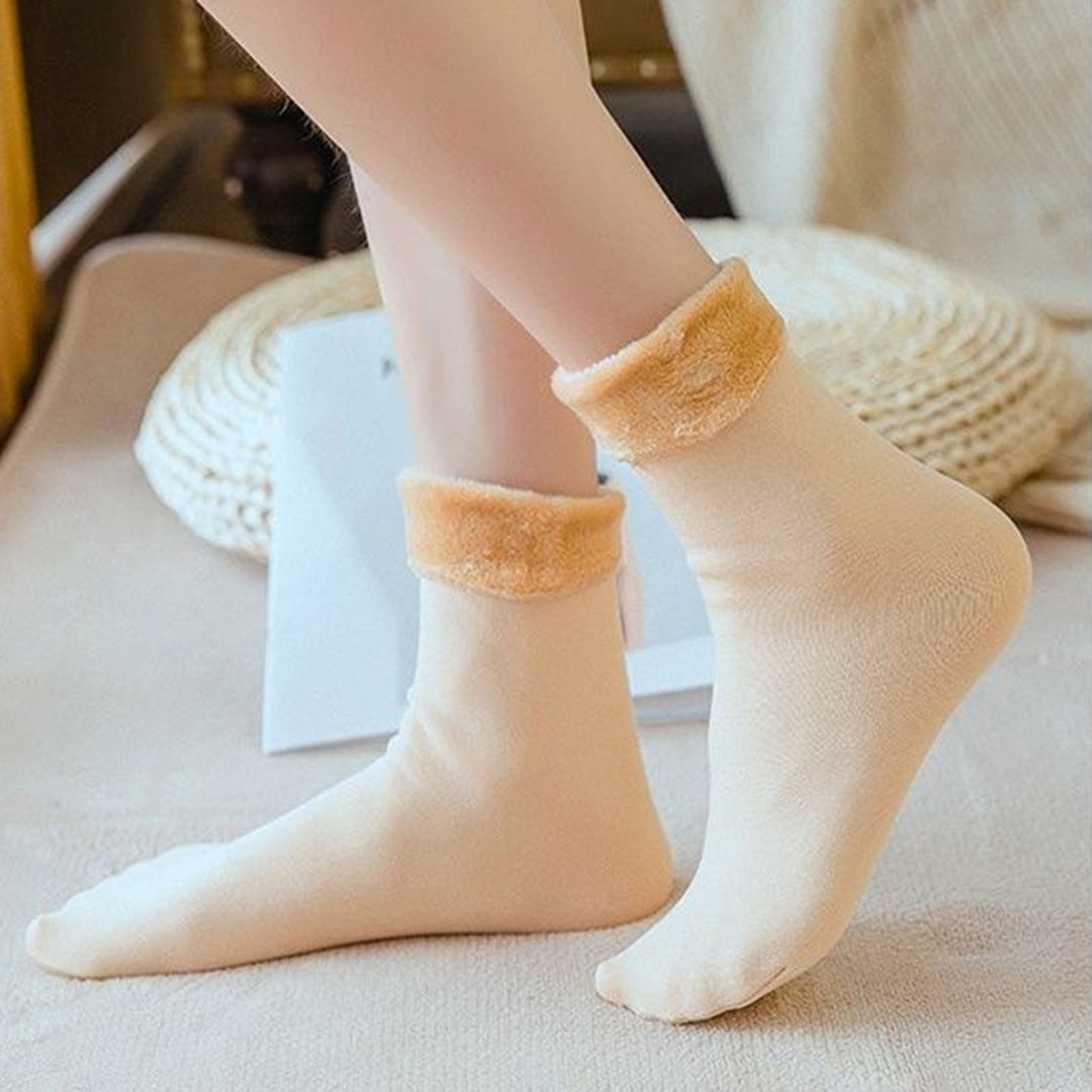 5 Pairs Floor Socks Soft Breathable Thickened Plush Heat Retention Keep Warm Unisex Solid Color Mid Tube Socks for Daily Image 1