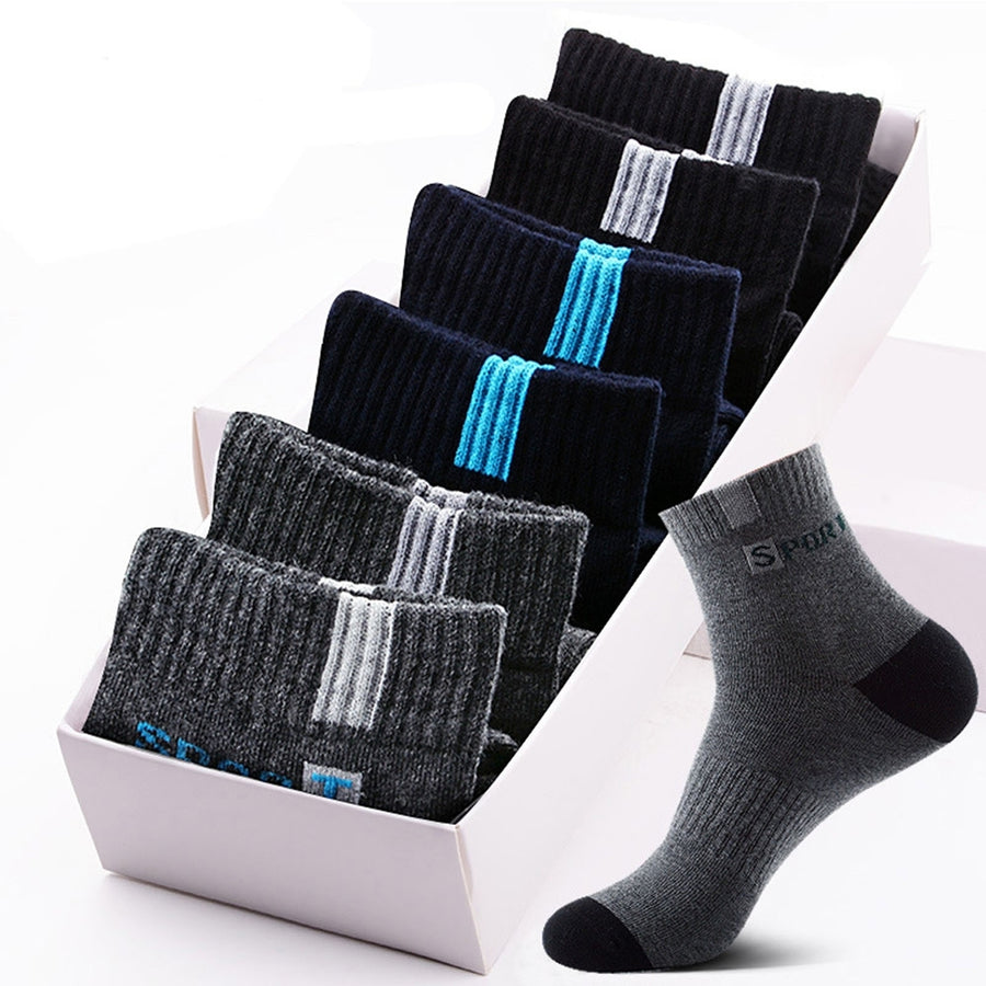 6 Pairs Mid-Tube Color Block Letter Print Ribbed Cuffs Sports Socks Men Spring Autumn Outdoor Anti-slip Soccer Socks Image 1