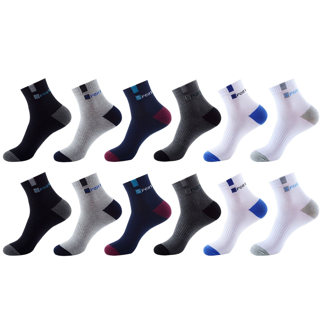 6 Pairs Mid-Tube Color Block Letter Print Ribbed Cuffs Sports Socks Men Spring Autumn Outdoor Anti-slip Soccer Socks Image 2