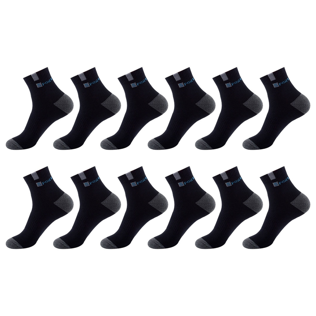 6 Pairs Mid-Tube Color Block Letter Print Ribbed Cuffs Sports Socks Men Spring Autumn Outdoor Anti-slip Soccer Socks Image 3