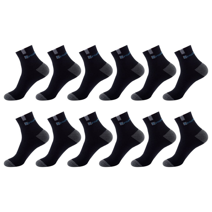 6 Pairs Mid-Tube Color Block Letter Print Ribbed Cuffs Sports Socks Men Spring Autumn Outdoor Anti-slip Soccer Socks Image 1