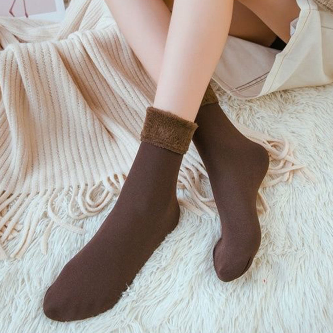 5 Pairs Floor Socks Soft Breathable Thickened Plush Heat Retention Keep Warm Unisex Solid Color Mid Tube Socks for Daily Image 8