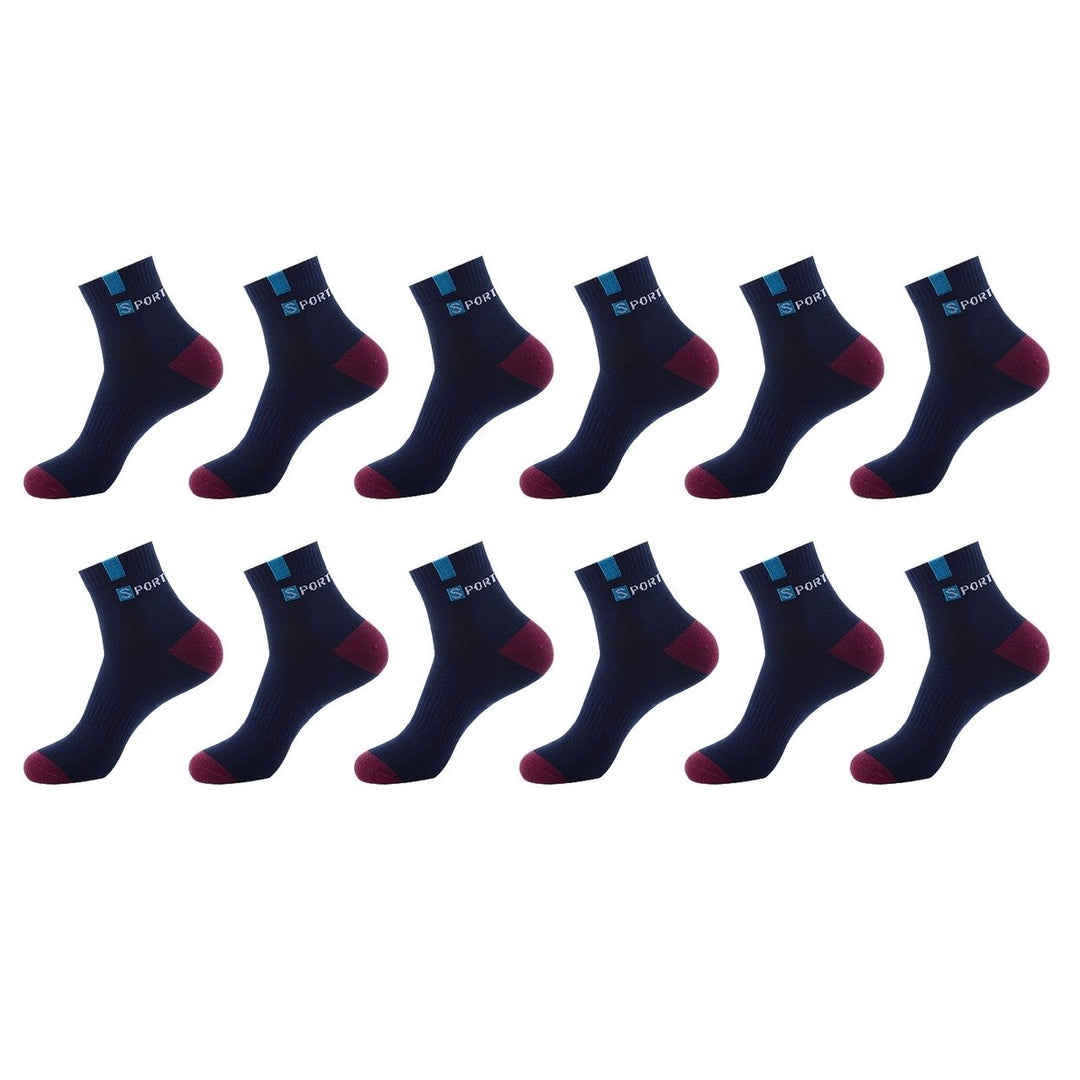 6 Pairs Mid-Tube Color Block Letter Print Ribbed Cuffs Sports Socks Men Spring Autumn Outdoor Anti-slip Soccer Socks Image 1