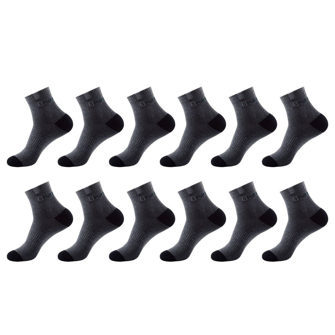 6 Pairs Mid-Tube Color Block Letter Print Ribbed Cuffs Sports Socks Men Spring Autumn Outdoor Anti-slip Soccer Socks Image 1