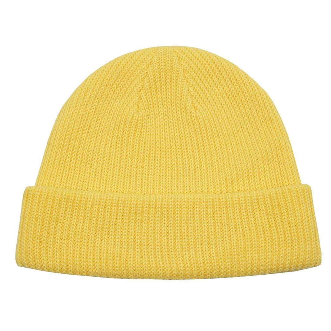 Unisex Beanie Hat Solid Color Dome Brimless Windproof Stretchy Knitting Couple Cap for Daily Wear Image 6