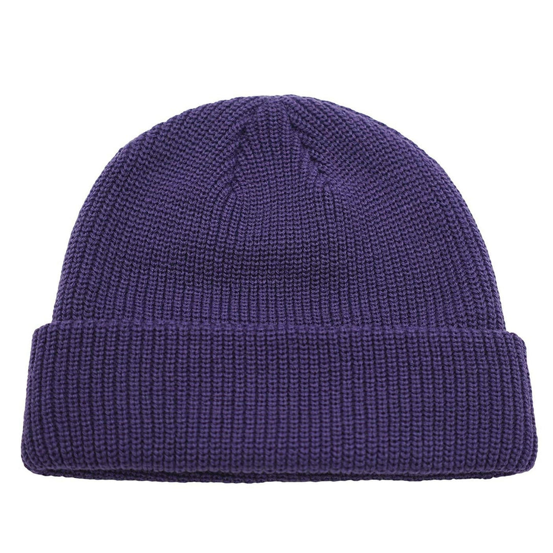 Unisex Beanie Hat Solid Color Dome Brimless Windproof Stretchy Knitting Couple Cap for Daily Wear Image 7