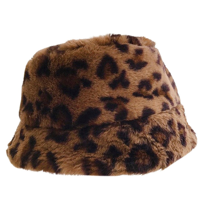 2-6 Years Girls Hat Furry Faux Mink faux Leopard Solid Color Flat Top Fisherman Cap Autumn Winter Short Brim Bucket Hat Image 3