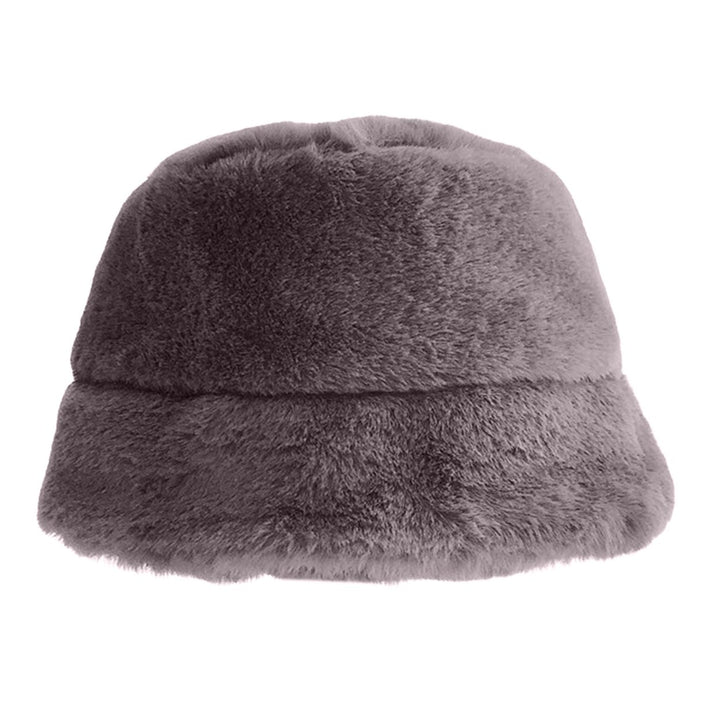2-6 Years Girls Hat Furry Faux Mink faux Leopard Solid Color Flat Top Fisherman Cap Autumn Winter Short Brim Bucket Hat Image 1