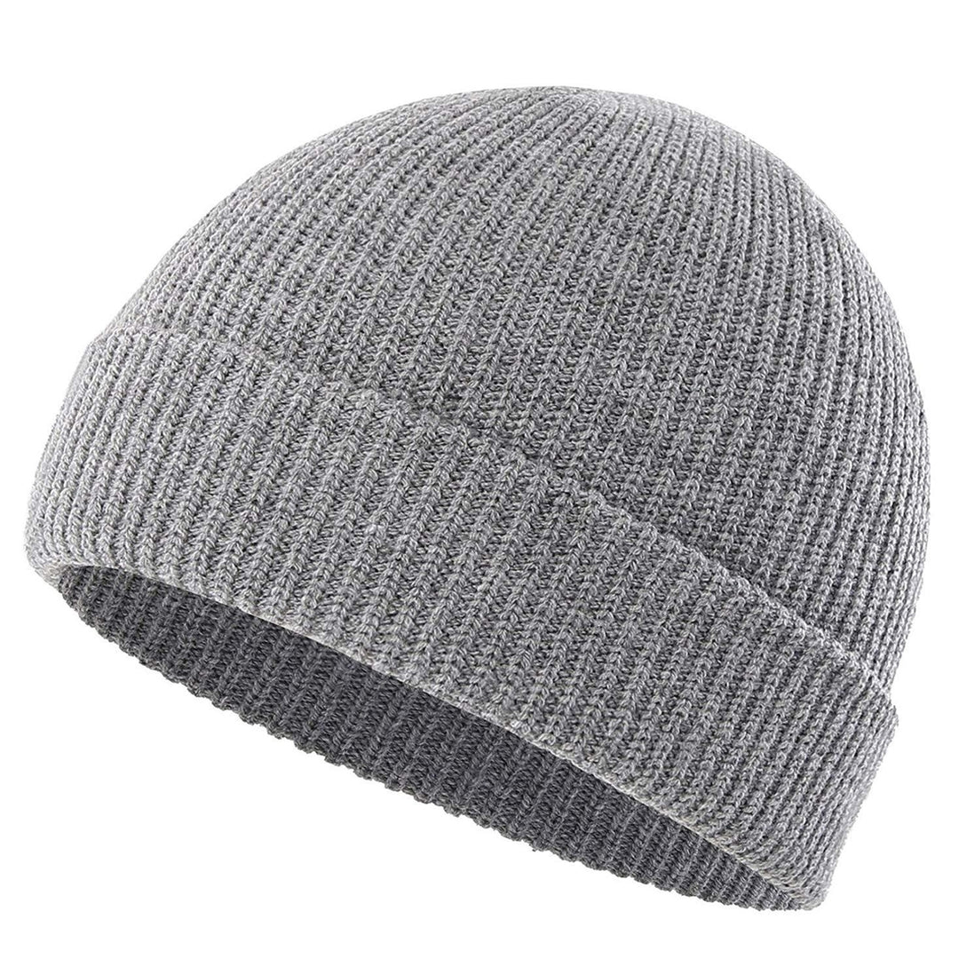 Unisex Beanie Hat Solid Color Dome Brimless Windproof Stretchy Knitting Couple Cap for Daily Wear Image 12