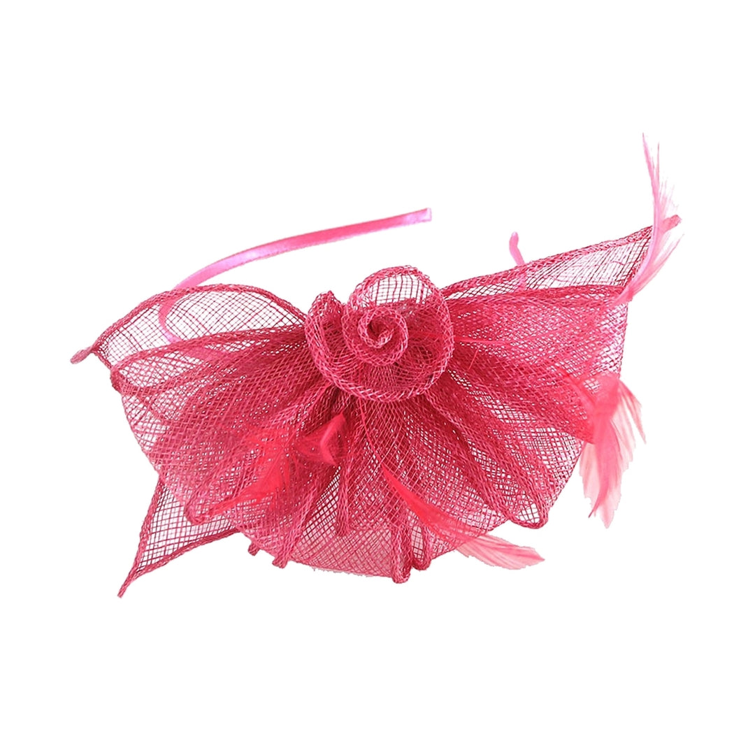 Party Fascinator Feather Flower Shape Bow-knot Solid Color Multi Layers Clothing Matching See-through Bridal Prom Image 3