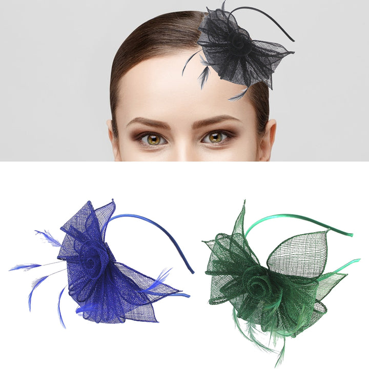 Party Fascinator Feather Flower Shape Bow-knot Solid Color Multi Layers Clothing Matching See-through Bridal Prom Image 7