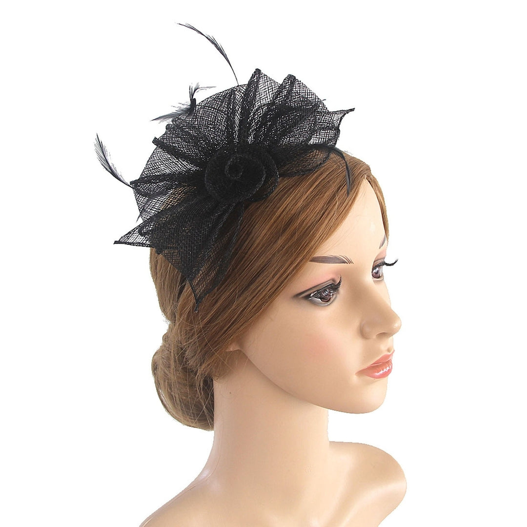 Party Fascinator Feather Flower Shape Bow-knot Solid Color Multi Layers Clothing Matching See-through Bridal Prom Image 12