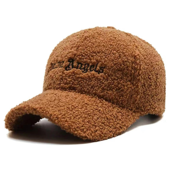 Adjustable Hook Loop Fasteners Extended Brim Baseball Cap Women Autumn Winter Artificial Lamb Wool Outdoor Hat Image 2