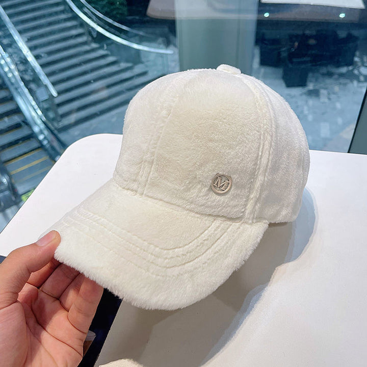 Peaked Cap Adjustable Fleece Solid Color Plush Long Brim Warm Washable Hip-hop Style Baseball Hat for Daily Wear Image 11