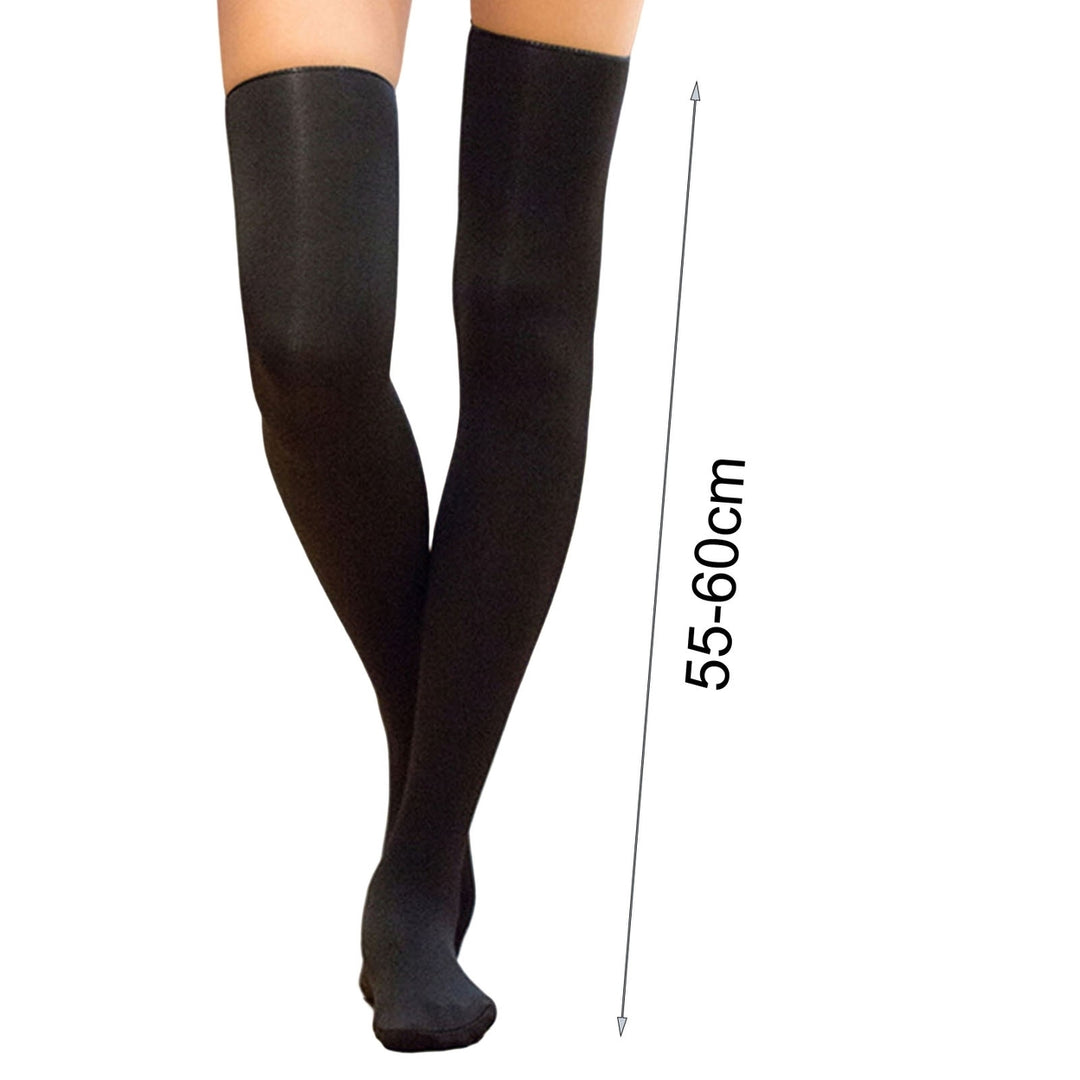 1 Pair Women Stockings Elastic Fleece High Elasticity Soft Floor Socks Warm Thick Solid Color Winter Long Socks for Image 7