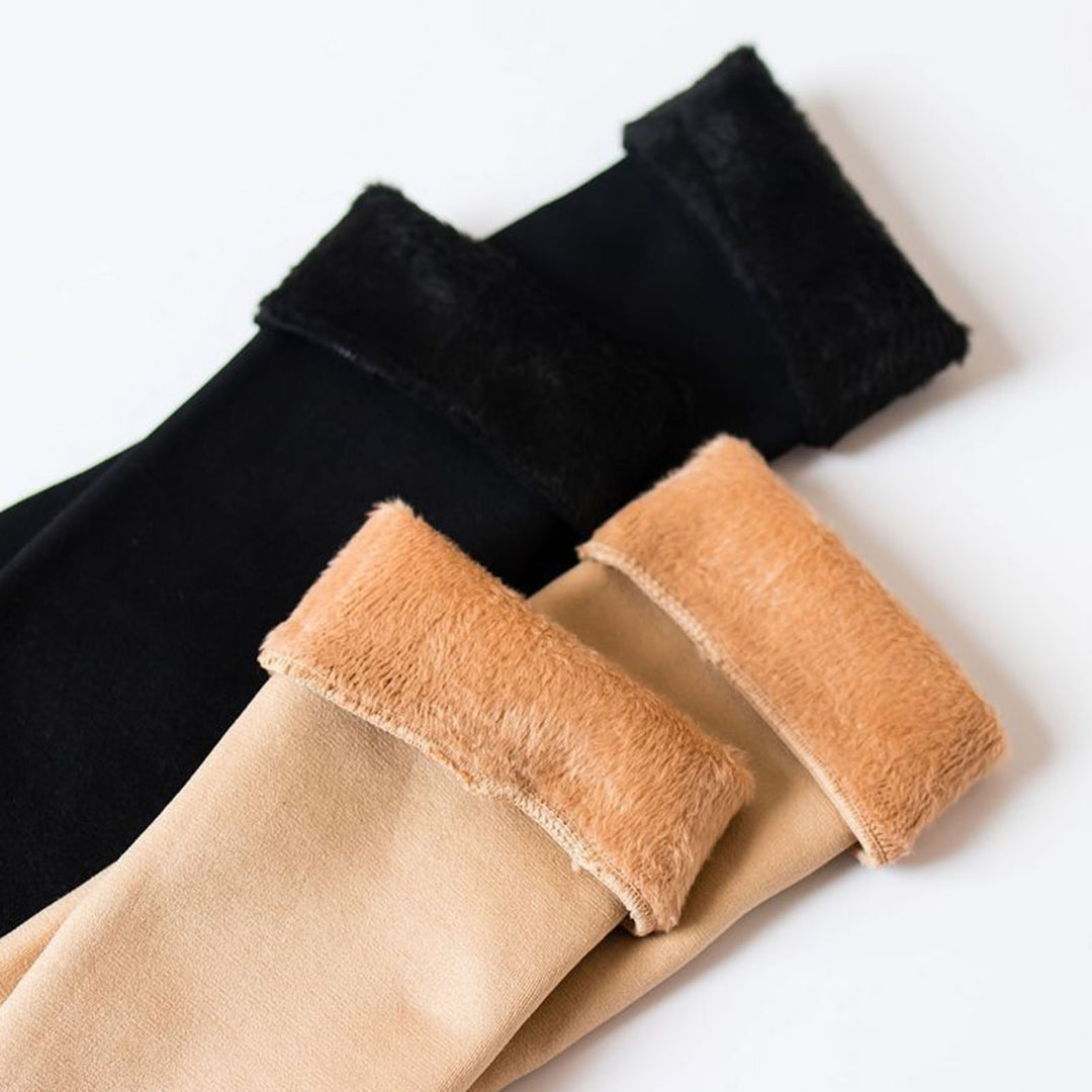 1 Pair Women Stockings Elastic Fleece High Elasticity Soft Floor Socks Warm Thick Solid Color Winter Long Socks for Image 9