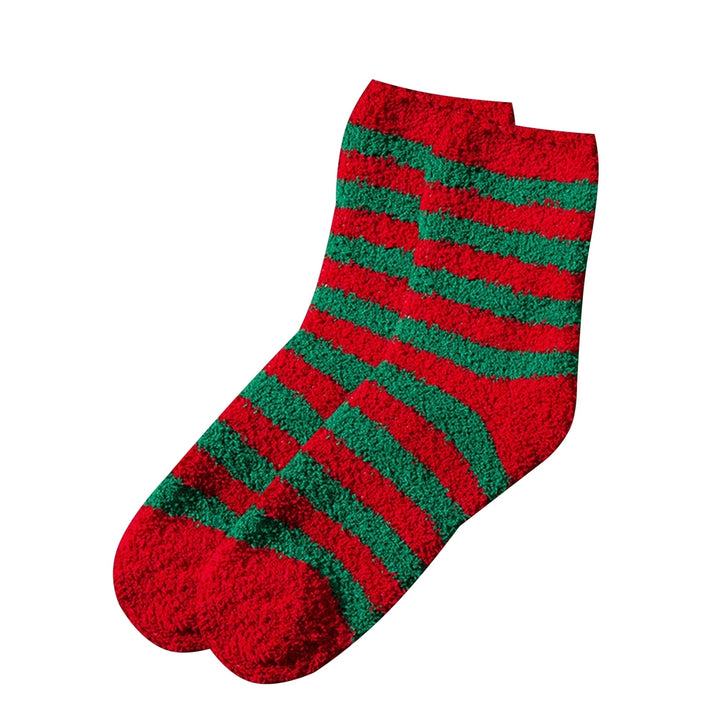 1 Pair Christmas Socks Santa Claus Striped Deer Heart Couple Socks Winter Thicken Plush Middle Tube Socks for Dating Image 7