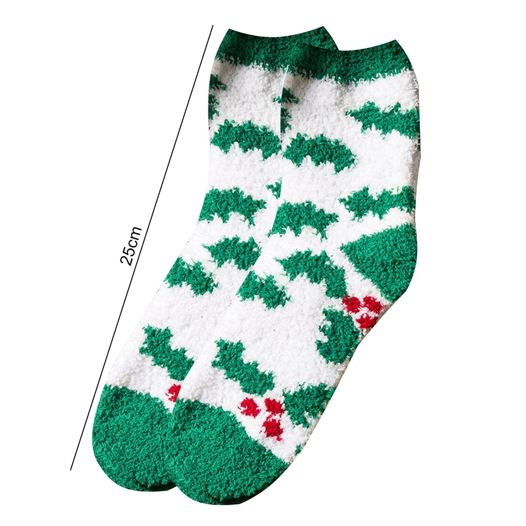 1 Pair Christmas Socks Santa Claus Striped Deer Heart Couple Socks Winter Thicken Plush Middle Tube Socks for Dating Image 11
